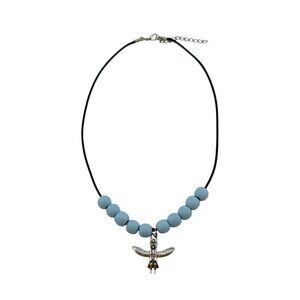 Tribal Owl Totem Necklace Antique Silver Plated Vegan Leather Cord